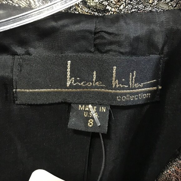 Nicole Miller Gray with Gold Silver Foil Overlay Blazer & Pants - New with Tags‎ - Picture 5 of 9